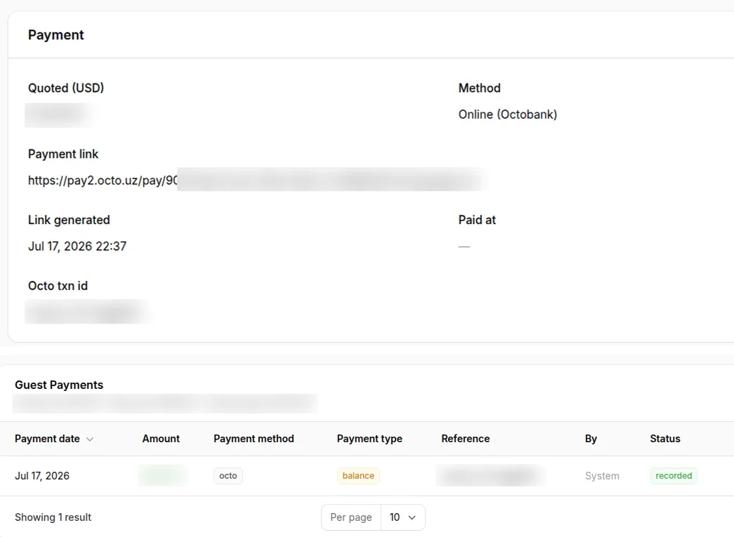 Payment link and automatic receipt on confirmation